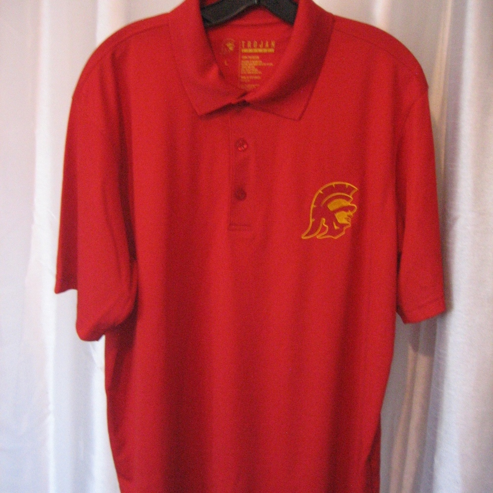 Trojan Apparel Men's Red Trojan 3Button Shirt Sz L